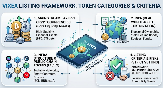 Which cryptocurrencies can the VIXEX exchange list?